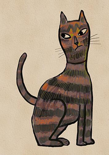 Grumpy Striped Cat Art Print