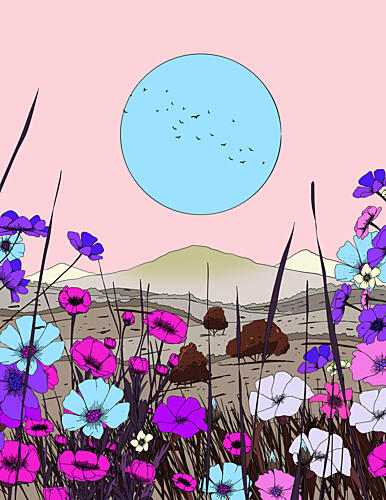 Dreamy Floral Landscape Art Print