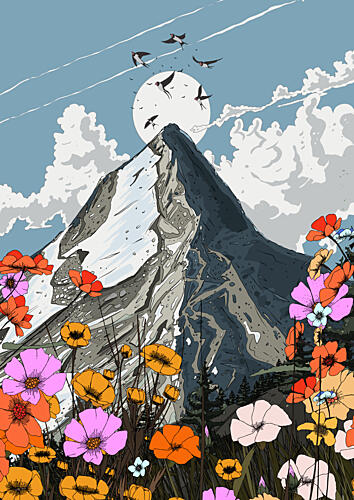 Vibrant Mountain Bloom Art Print