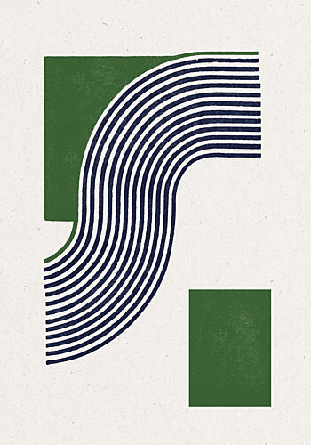 Moden Green Line Objects No.11 Art Print