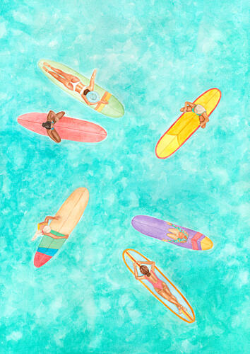 Friendships and Waves Art Print by Maja Kjaer