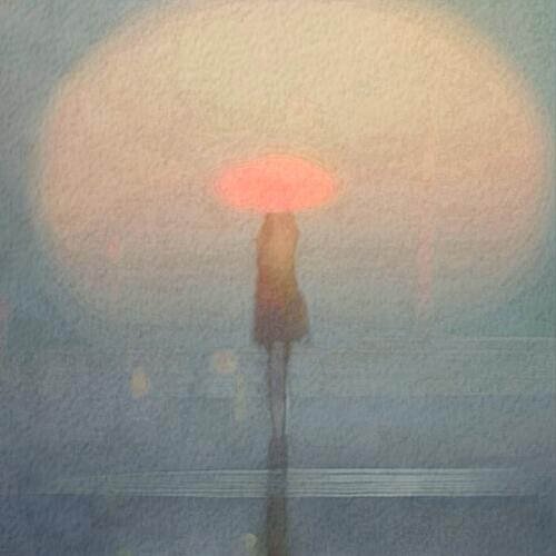 Woman under Red Umbrella Art Print by Weiwei