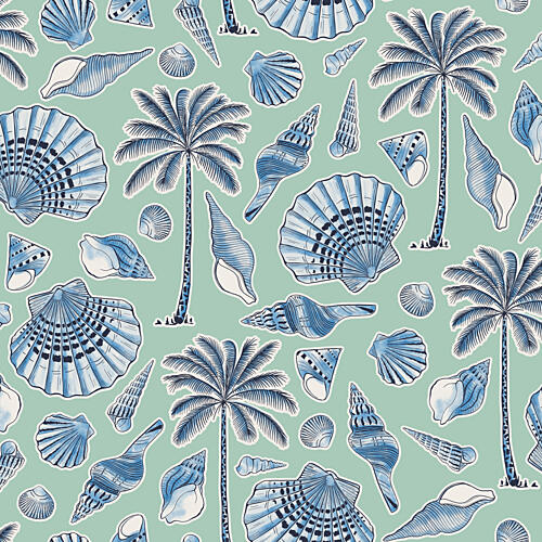 Tropical Blue Seashells Art Print