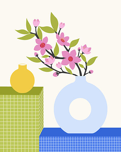 Pink Blossom Still Life Art Print