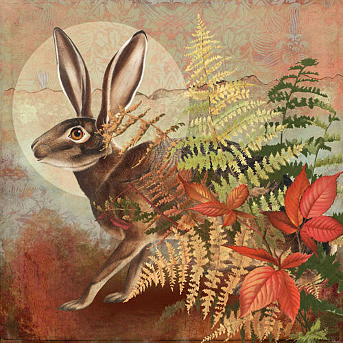 Autumn Hare in Ferns Art Print