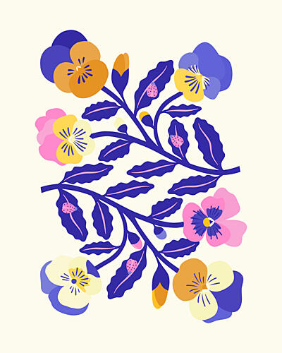 Vibrant Floral Pansies Art Print
