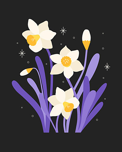 Midnight Daffodils Art Print