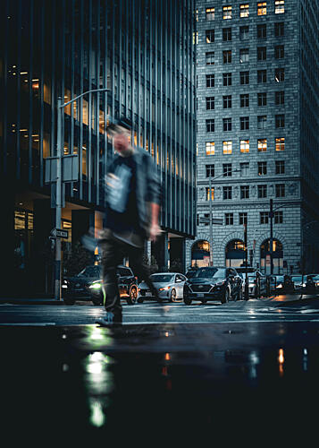 Blurred City Night Walk Art Print