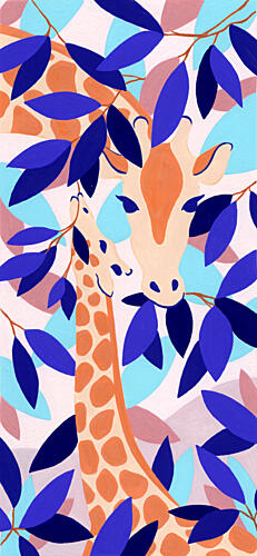 Mother and Baby Giraffes Art Print