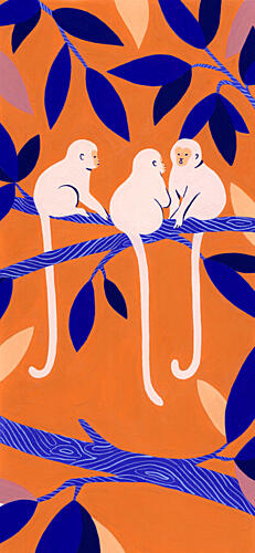 Colorful Tree Monkeys Art Print