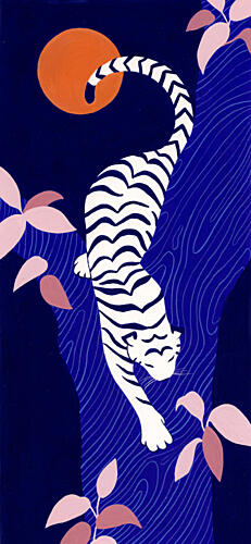 White Tiger Jungle Night Art Print
