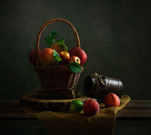 Moody Fruit Still Life Art Print by Yinan F.