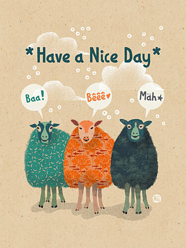 Have a Nice Day Sheep Art Print by Aia Ueno