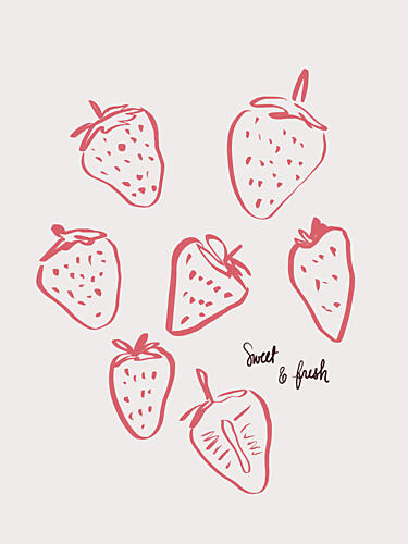 Sweet and Fresh Strawberries Art Print by Anis Illustration