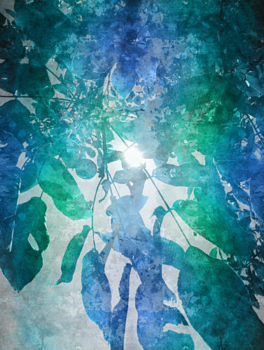 Ethereal Blue Green Leaves Art Print