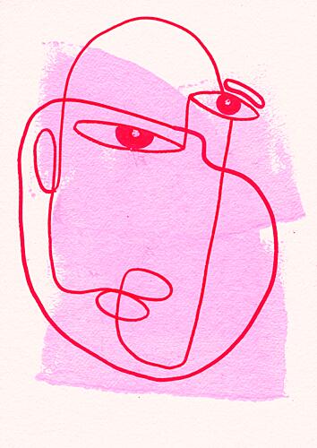 Abstract Line Face Art Print by Santhosh ch
