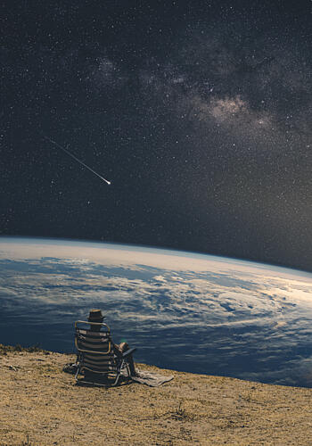 Stargazing Above Planet Earth Art Print by Daniel Donocik