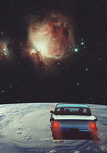 Cosmic Car Journey Art Print by Daniel Donocik