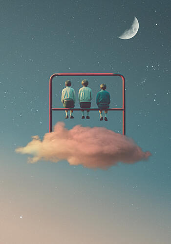 Dreamers under the Moon Art Print by Daniel Donocik