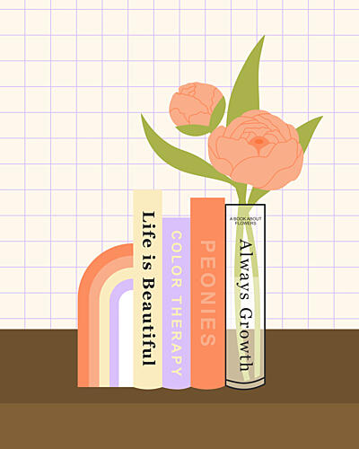Peonies and Inspirational Books Inspirant reproduction