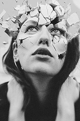 Shattered Mind Portrait Art Print by Bogdan Bousca