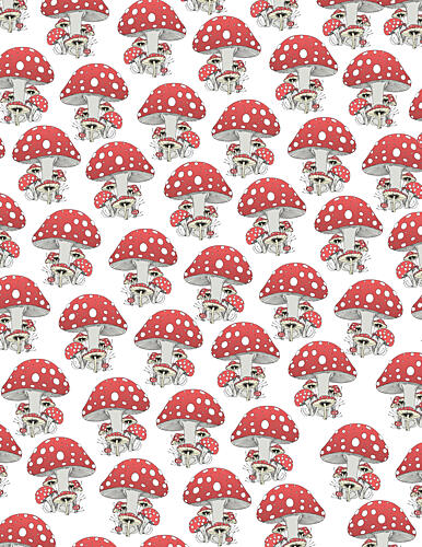 Smiling Toadstool Pattern Art Print
