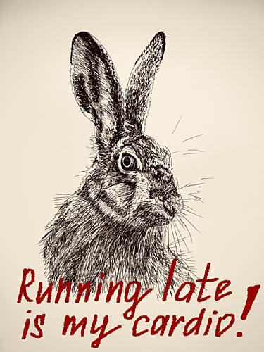 Hare Running Late Cardio Art Print