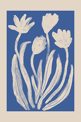 Abstract Blue Flowers Art Print