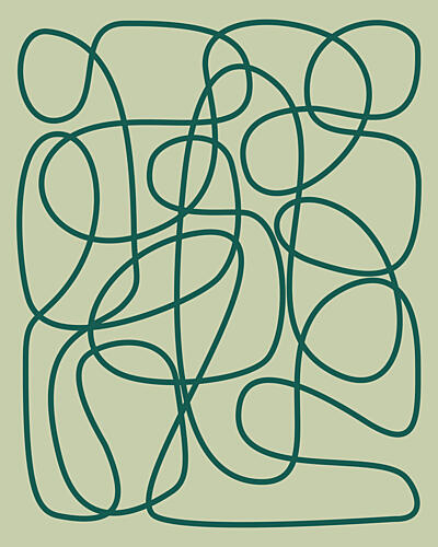 Flowing Green Curves Art Print