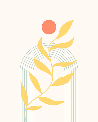 Yellow Leaf Sun Arch Art Print