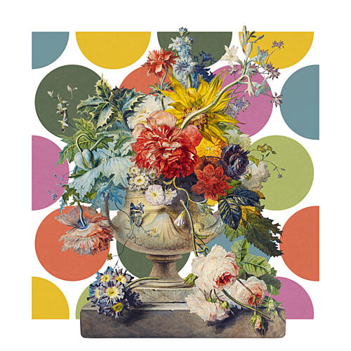 Vibrant Floral Polka Dots Art Print