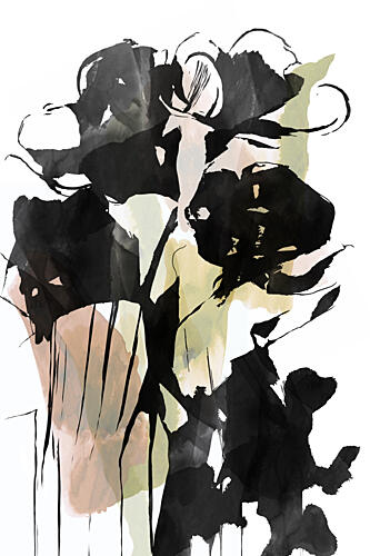 Black Ink Floral Abstract Art Print by cartissi