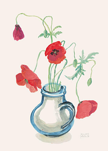 Red Poppies Blue Vase Pop art reproduction