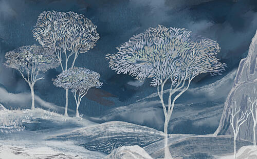Blue Winter Trees Art Print