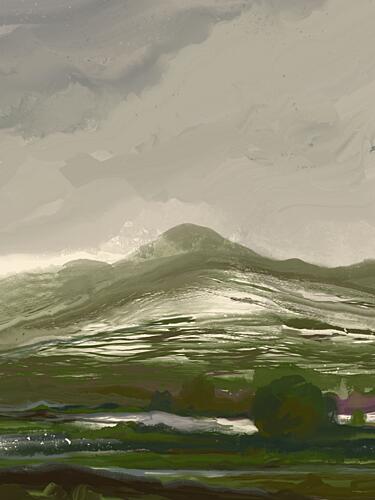 Misty Green Mountain Valley Art Print