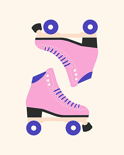 Pink Roller Skates Pop art reproduction