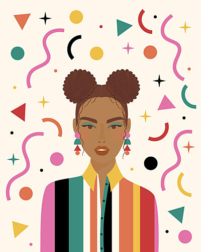 Vibrant Retro Portrait Pop art reproduction