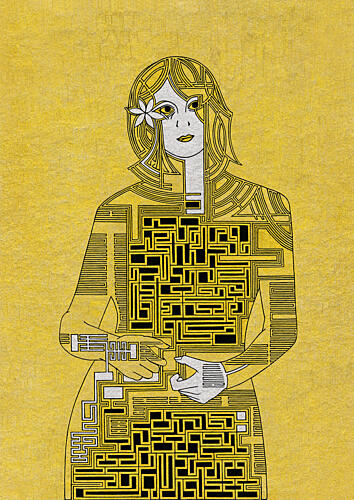 Cybernetic Woman Portrait Art Print by Iona Gilburt