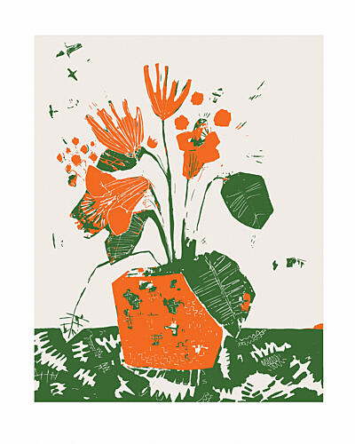 Potted Orange Flowers Art Print