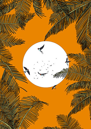 Tropical Sunset Birds Art Print