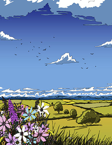 Wildflower Countryside Vista Art Print