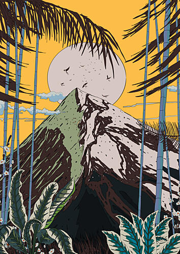 Tropical Mountain Moon Art Print