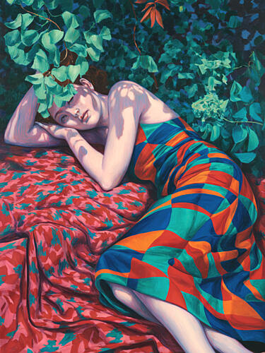 Woman Resting Dappled Light Art Print