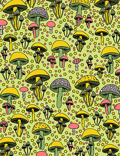 Whimsical Mushroom Pattern Art Print