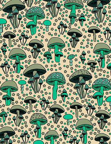 Whimsical Mushroom Pattern Art Print