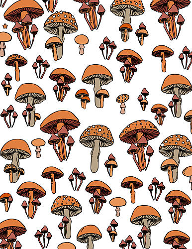 Mushrooms Cute Pattern Art Print