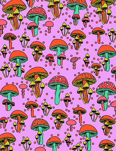 Vibrant Mushroom Pattern Art Print