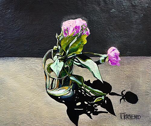 Drooping Peonies in Glass Art Print