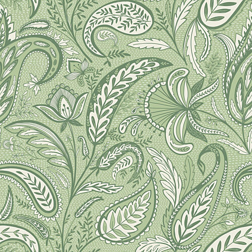 Green Paisley Garden Art Print
