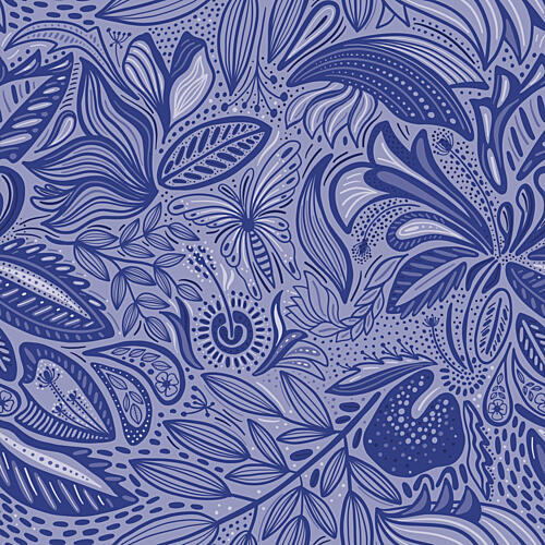 Indigo Floral Pattern Art Print